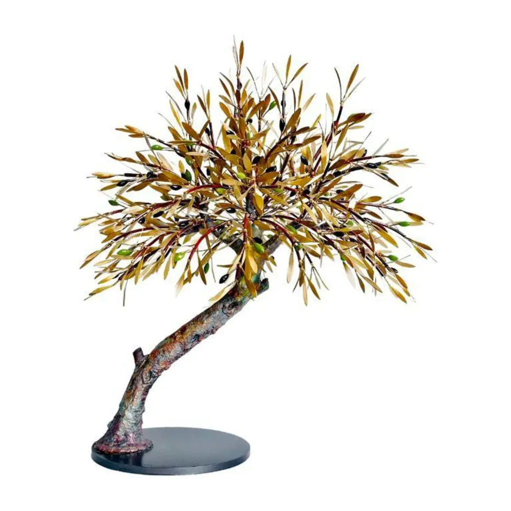 Olive tree with branches pointing downwards